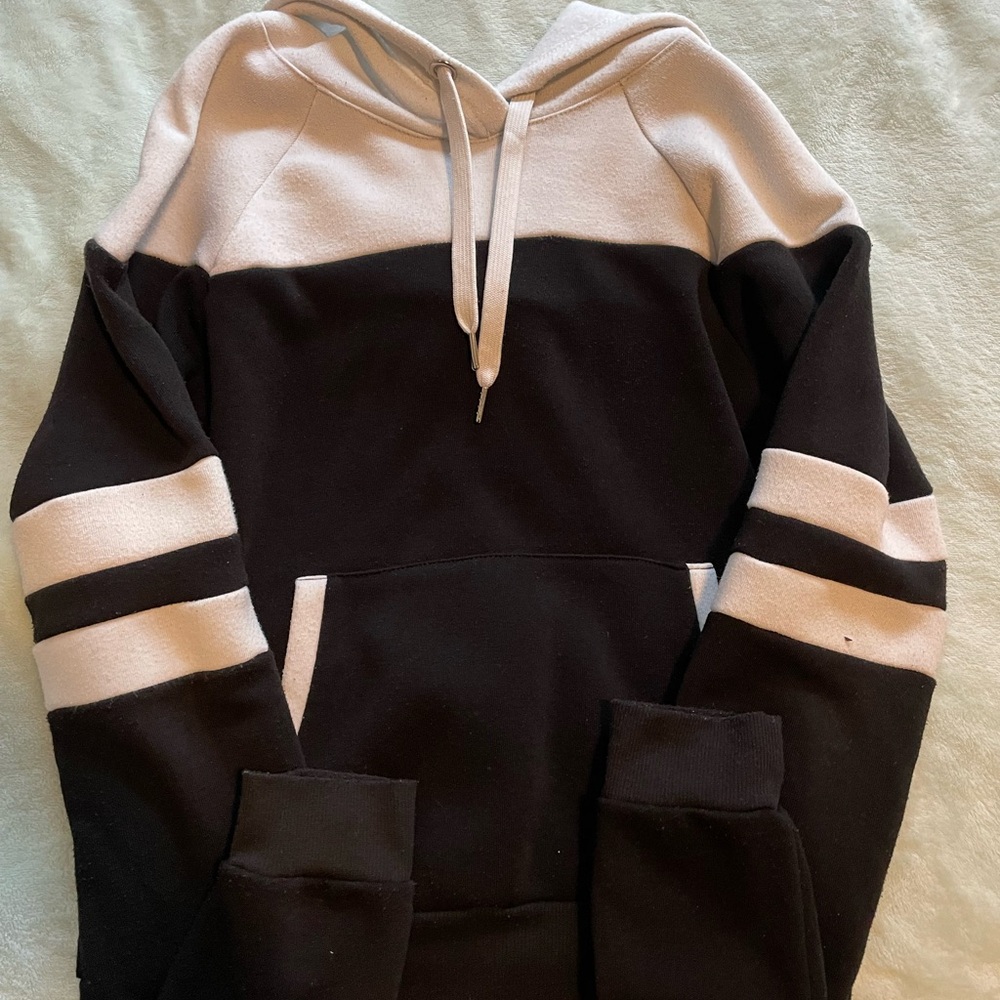 Ardene Black and Cream Colorblock Hoodie